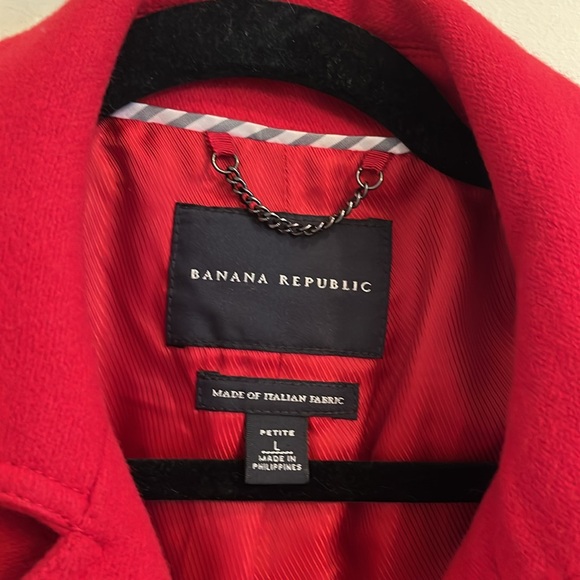 Banana Republic Wool Petite size Large Red Pea Coat - Picture 3 of 13